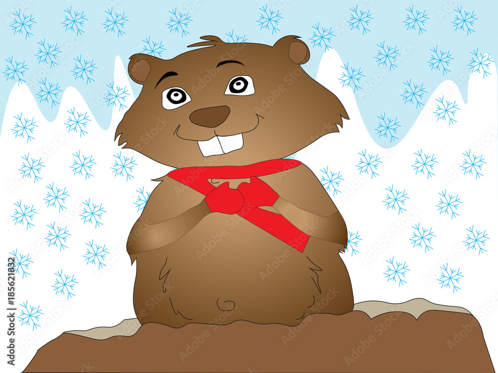 Groundhog Day Winter prediction illustration Groundhog Day Winter prediction illustration