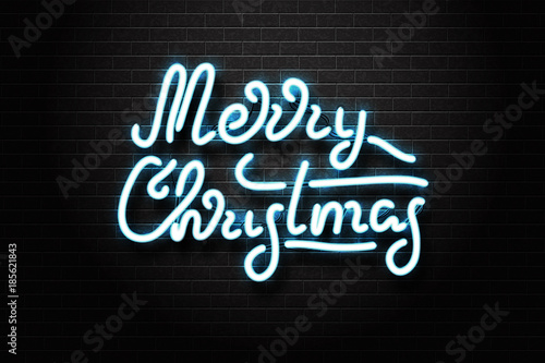 Vector realistic isolated neon sign of Christmas lettering for decoration and covering on the wall background. Concept of Merry Christmas and Happy New Year.
