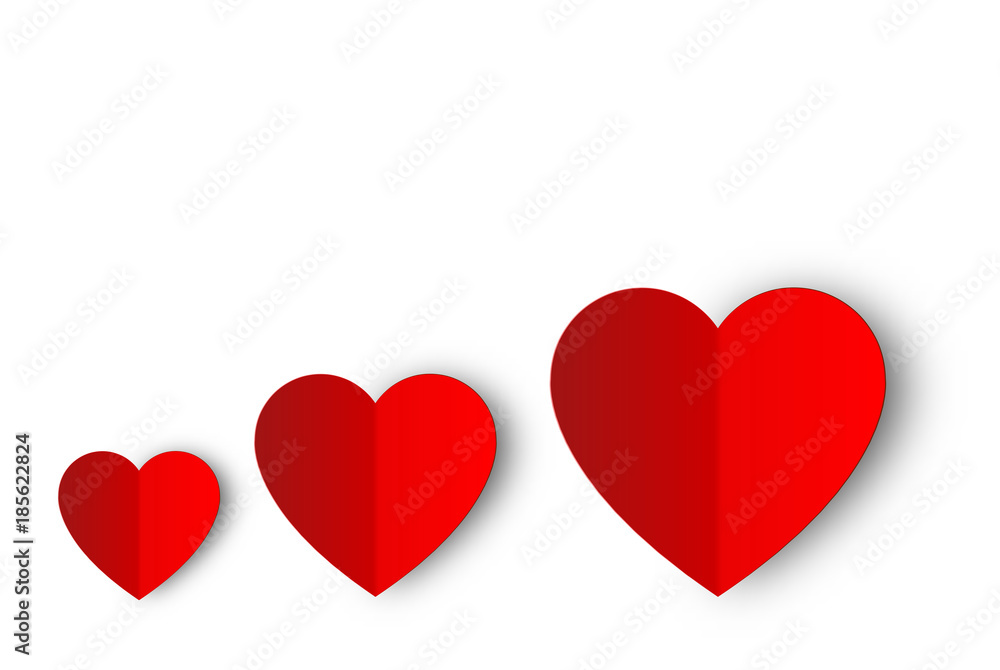 Red paper Valentine hearts
