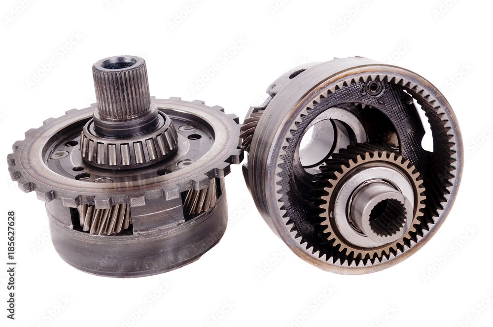 Auto Transmission gear parts isolated on white Auto Transmission gear parts isolated on white