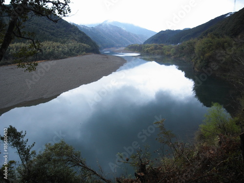 Quiet Shimanto river in Kochi prefecture, Shikoku, Japan