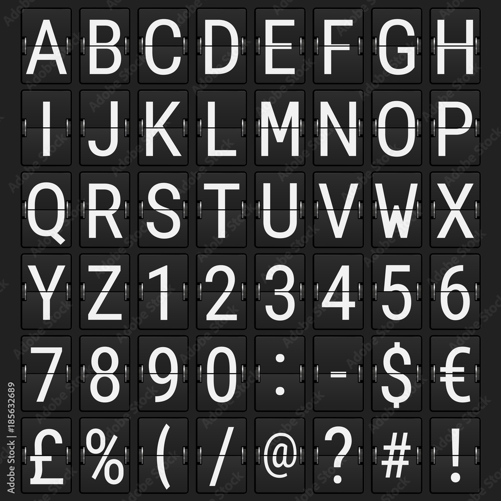 Airport Mechanical Flip Board Panel Font Airport Mechanical Flip Board Panel Font