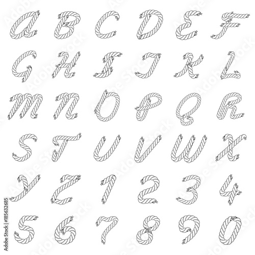 Black and White Vector Rope Alphabet