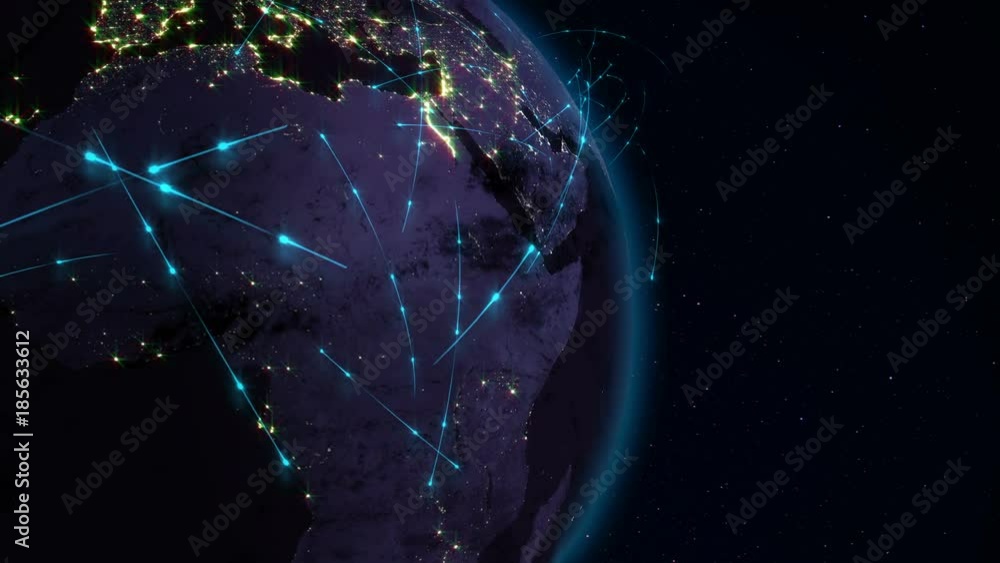 Abstract concept of global network. Internet and global communications, global business and transport communications of the Earth