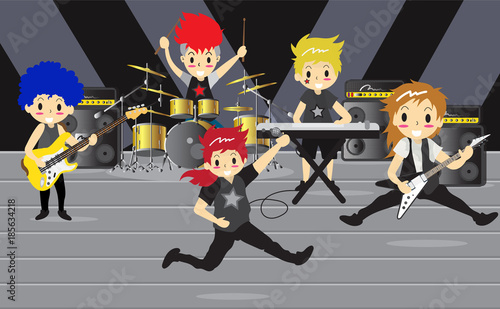 Musicians and Musical Instruments Rock band, music group with musicians concept of artistic people vector illustration