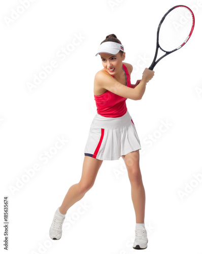 Woman tennis player isolated (without ball version) © Boris Riaposov