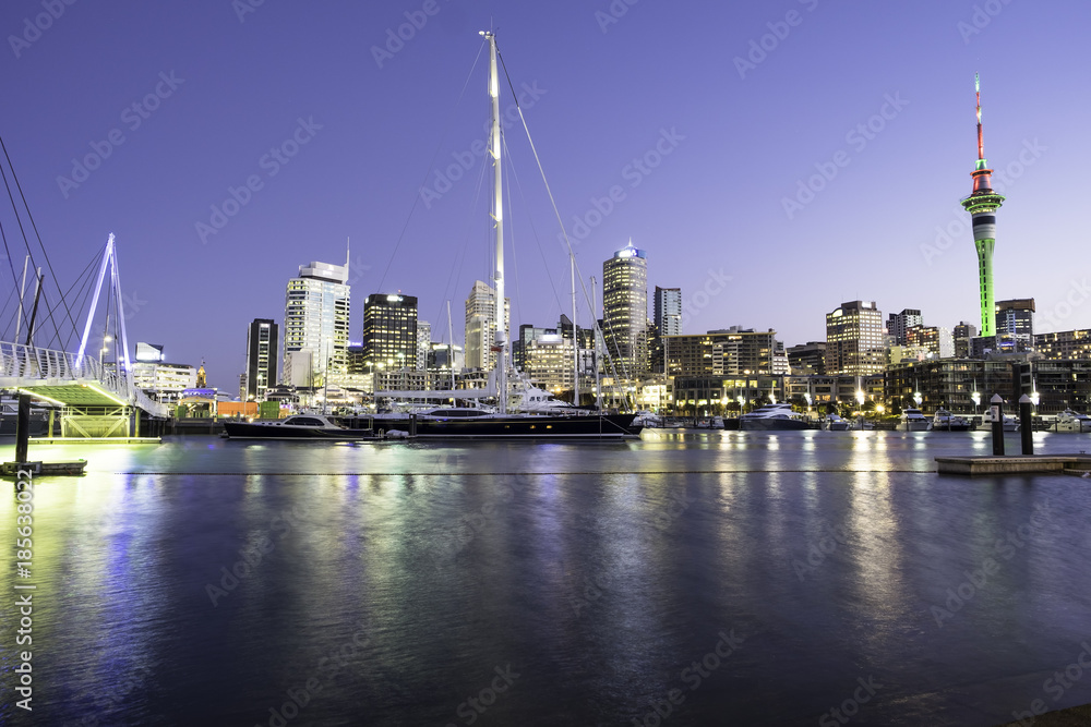 Auckland Cityscape from harbour side,  New Zealand