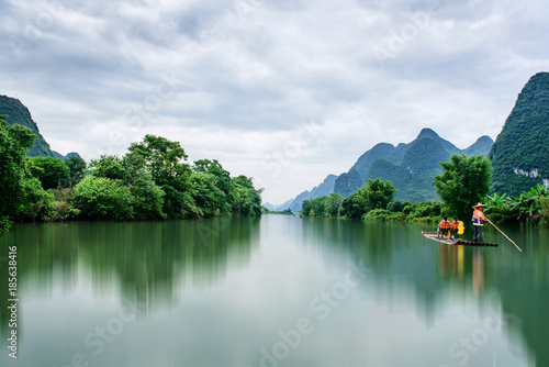 Green nature landscape. Water and lake.