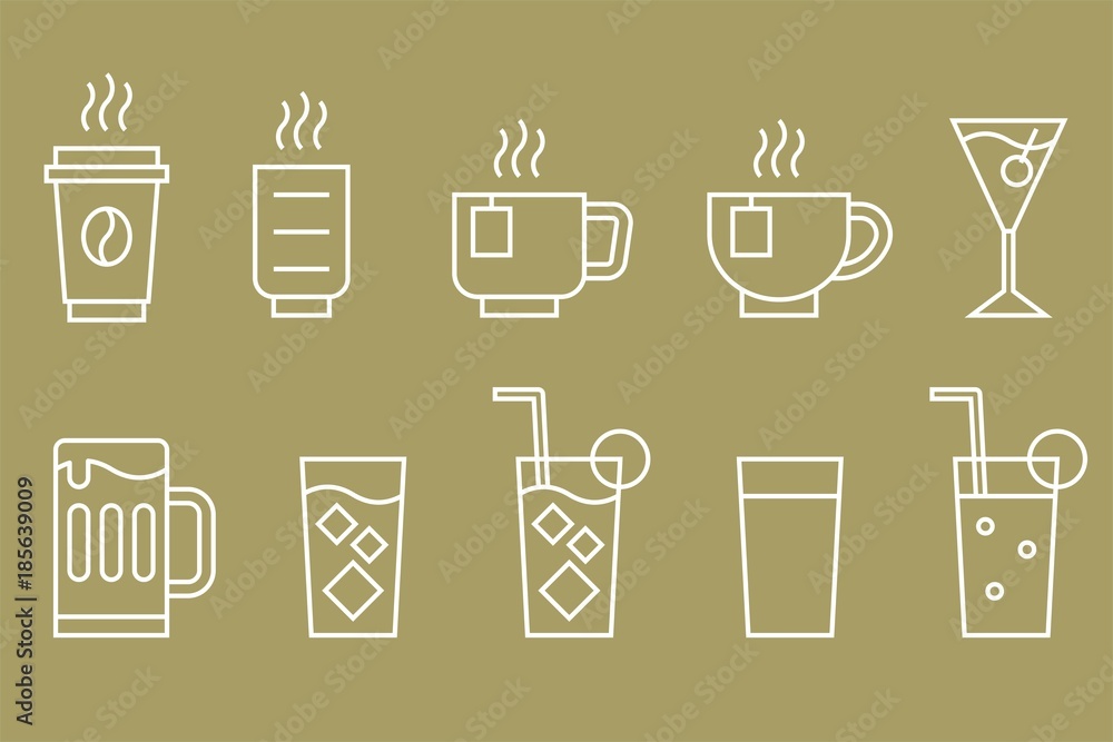 Drinks and beverage vector line icon set Drinks and beverage vector line icon set