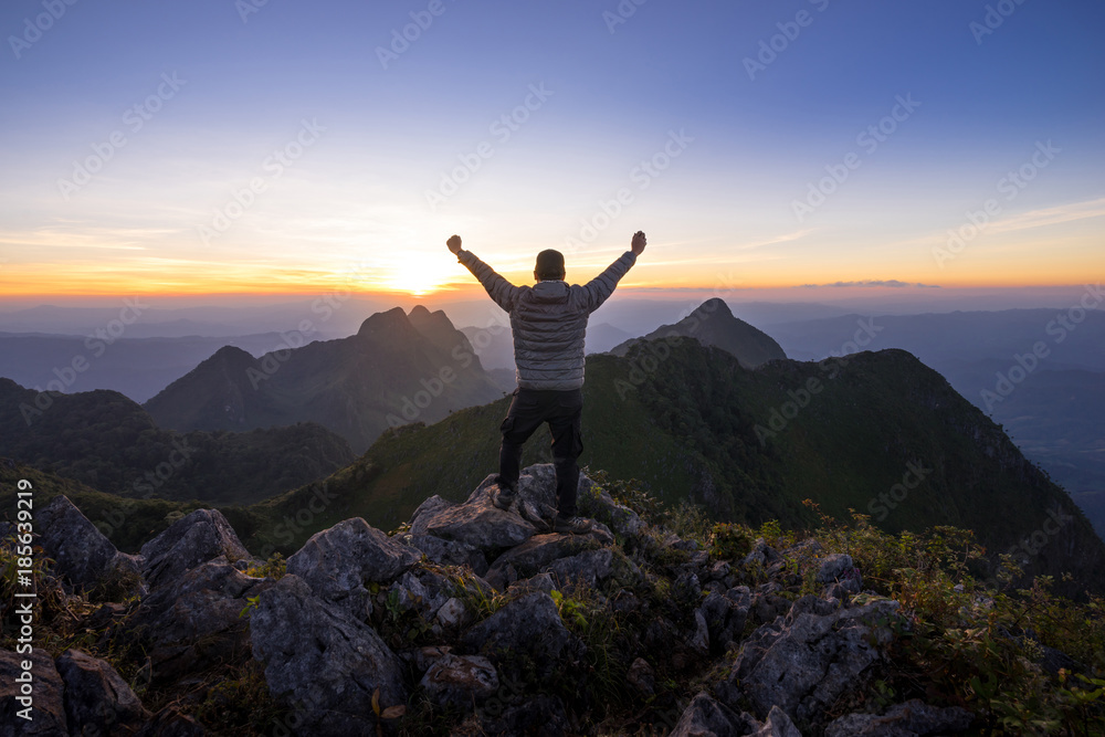 Man reaches the peak of Doi Luang Chiang Dao