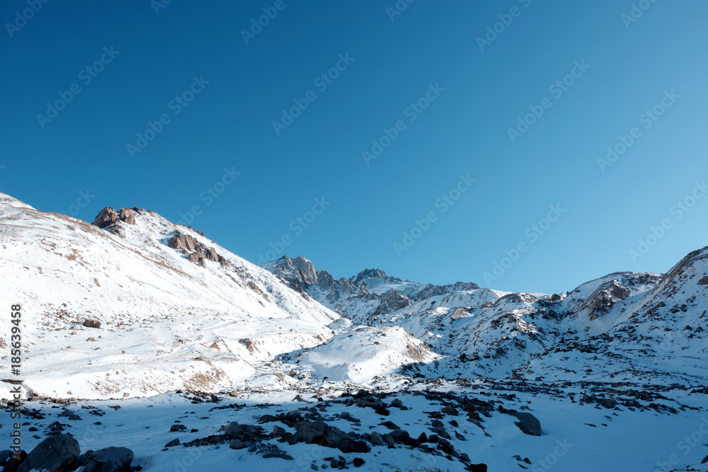 Winter walk in mountains of Zailiysky Ala Tau