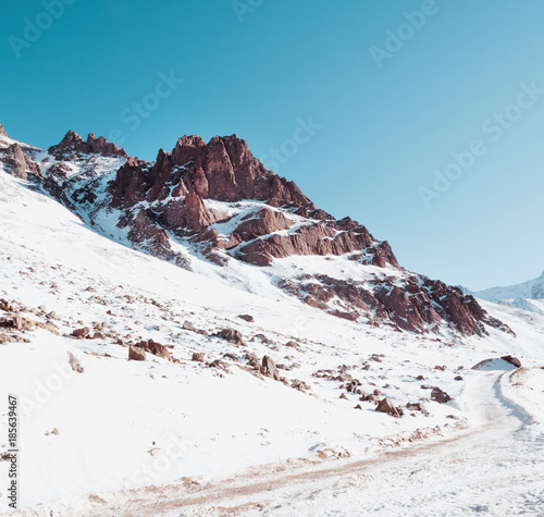 Winter walk in mountains of Zailiysky Ala Tau photo