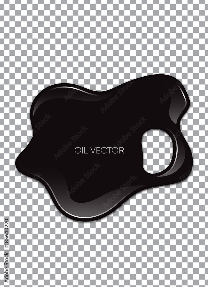 Realistic Black Oil isolated on transparent background. Vector illustration.