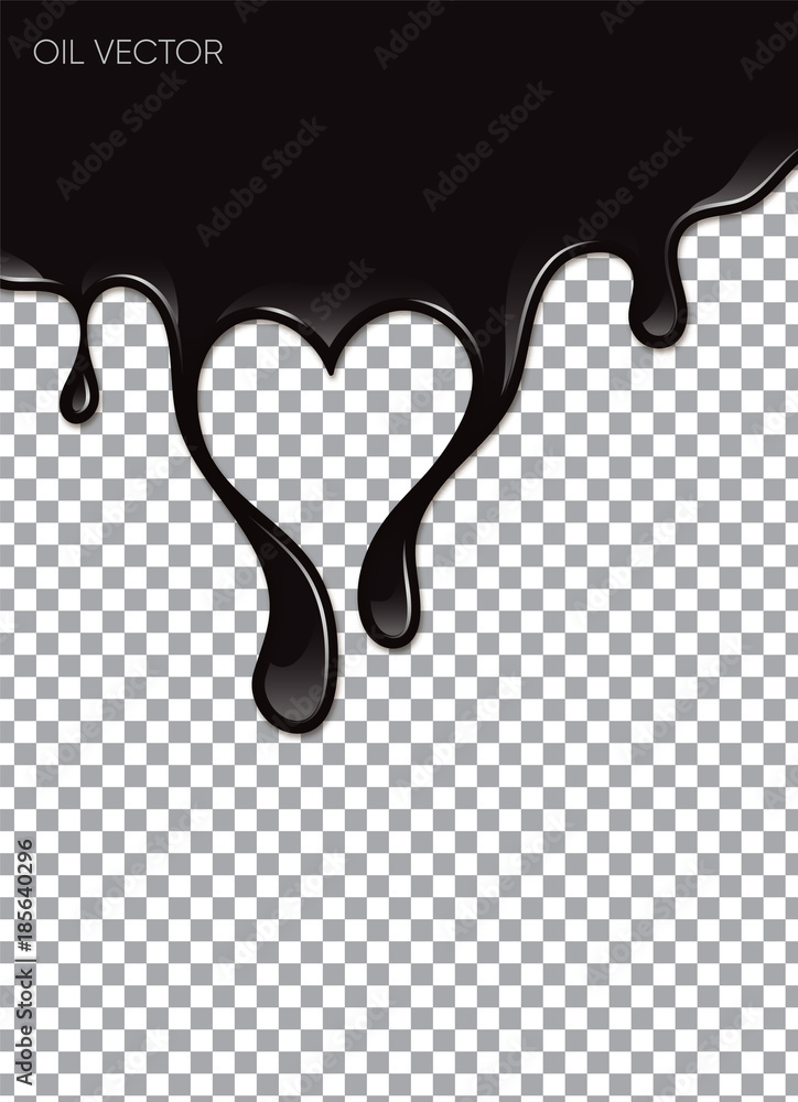 Realistic Black Oil isolated on transparent background. Vector illustration.