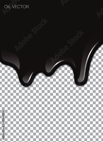 Realistic Black Oil isolated on transparent background. Vector illustration.