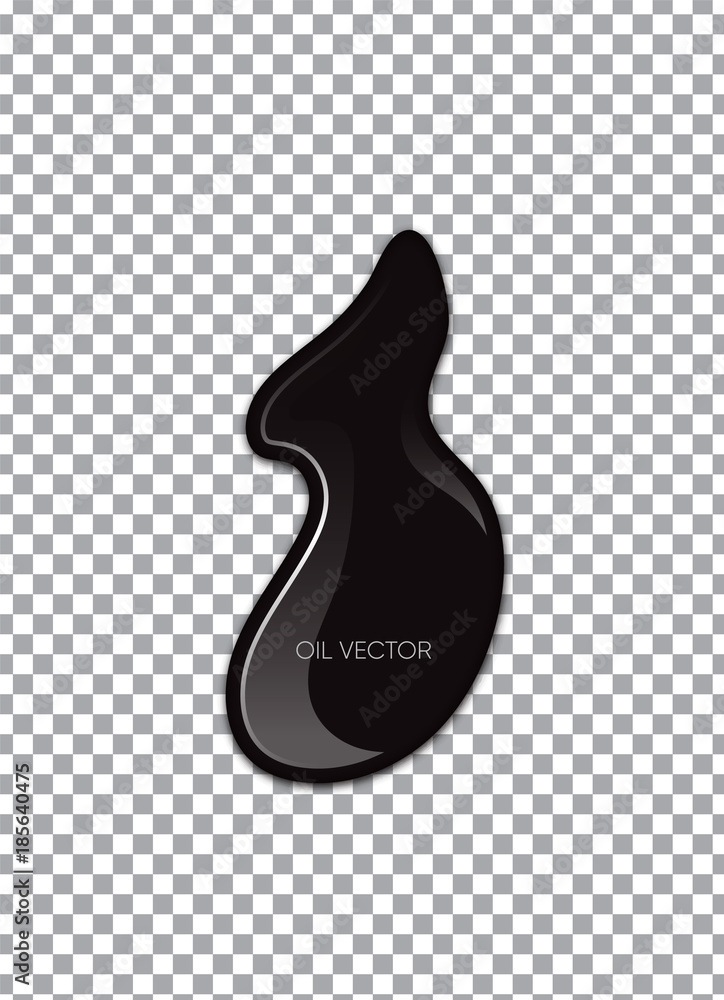 Realistic Black Oil isolated on transparent background. Vector illustration.