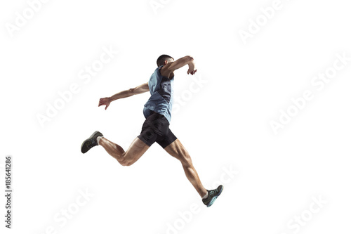 The studio shot of high jump athlete is in action © master1305