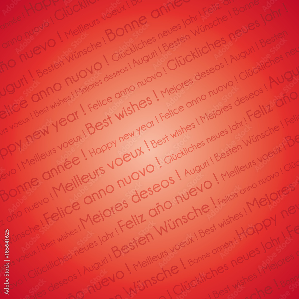 Fototapeta premium All languages red happy new year background.