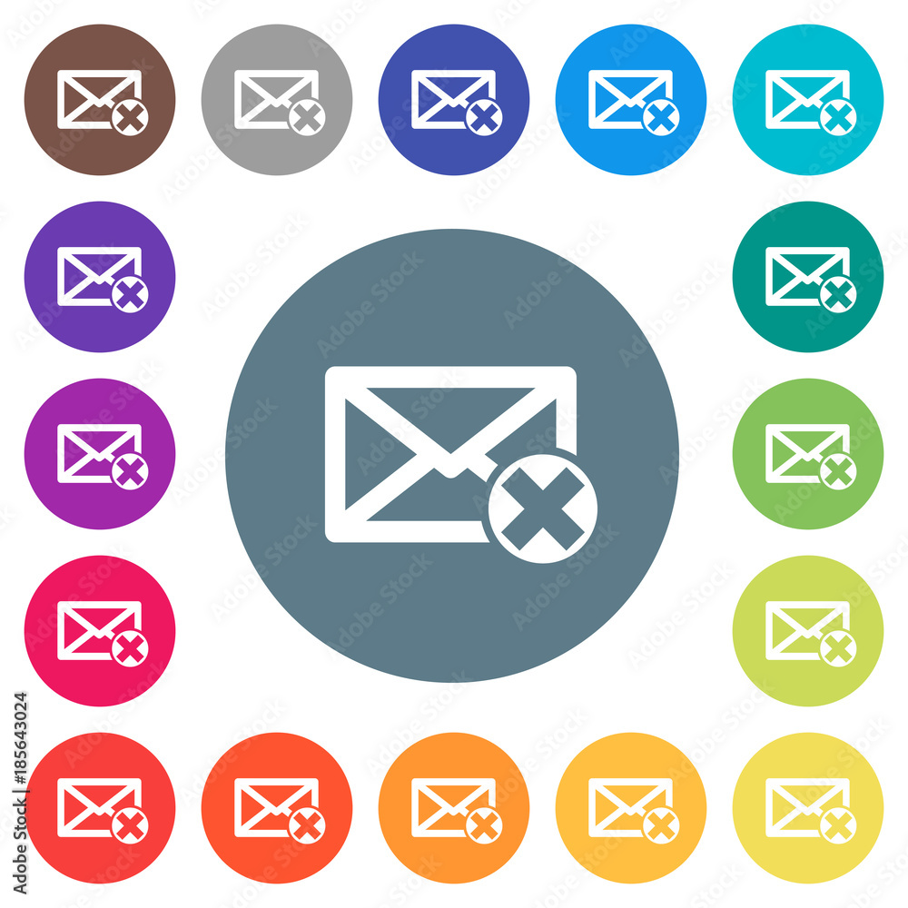 Delete mail flat white icons on round color backgrounds Delete mail flat white icons on round color backgrounds