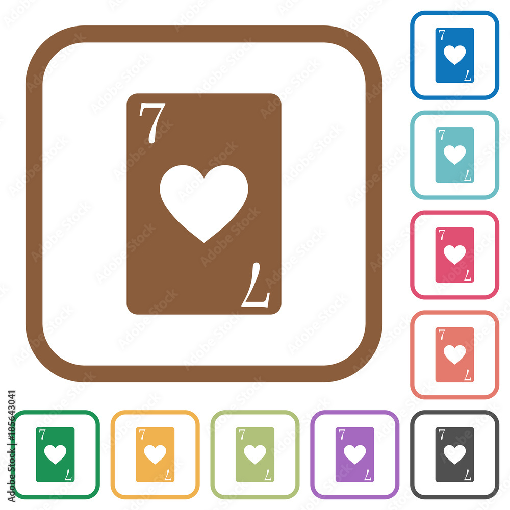 Seven of hearts card simple icons Seven of hearts card simple icons