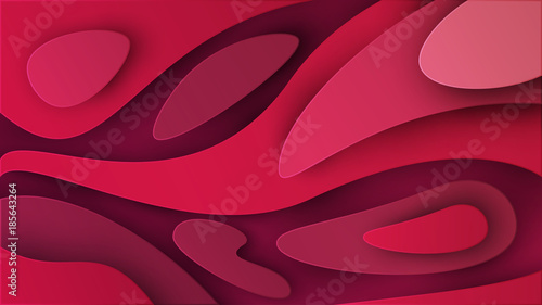 Abstract paper cut background with simple shapes. Modern vector illustration for concept design. Realistic 3d layered smooth bending objects.
