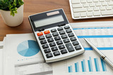 Financial accounting with chart and calculator