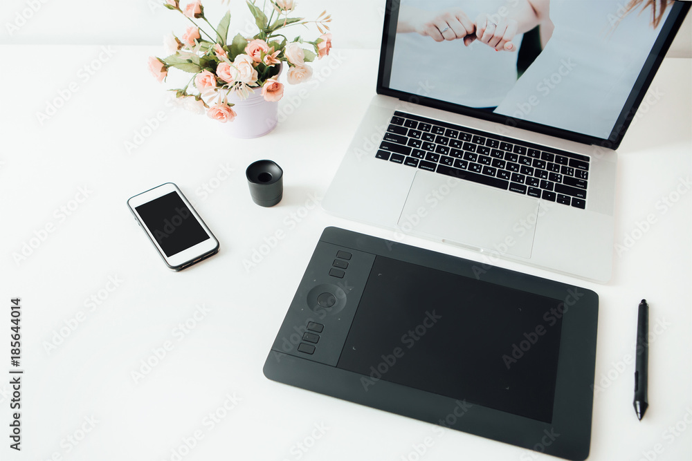 Workspace of professional retoucher. Workspace of professional retoucher.