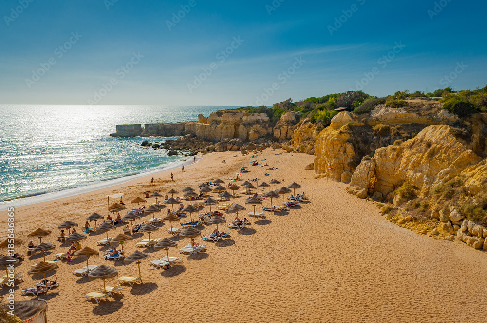Portugal, Albufeira, portuguese beach with cliffs praia da castelo