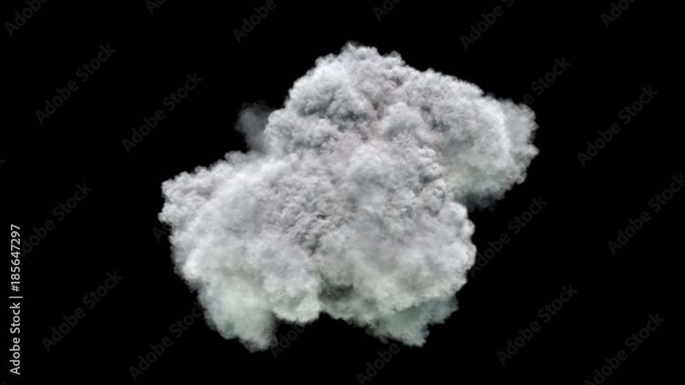 Single high density cloud developing. Detailed cloud slowly developing in space. Separated on pure black background, contains alpha channel. Single high density cloud developing. Detailed cloud slowly developing in space. Separated on pure black background, contains alpha channel.