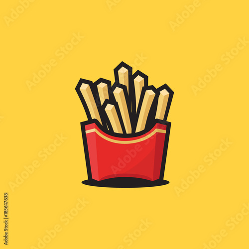 french fries in flat design, fast food logo