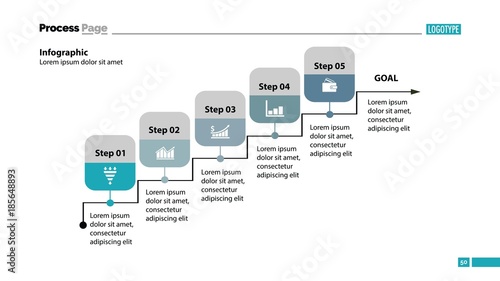 Five steps process chart template design