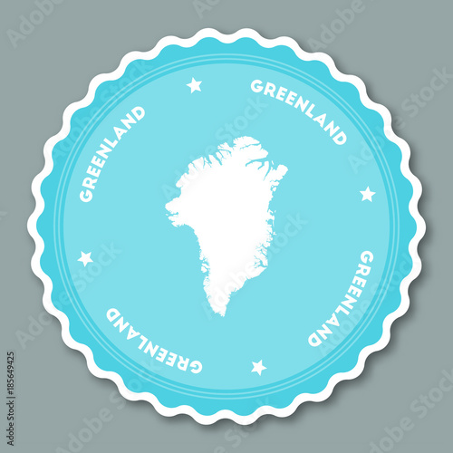 Greenland sticker flat design. Round flat style badges of trendy colors with country map and name. Country sticker vector illustration.