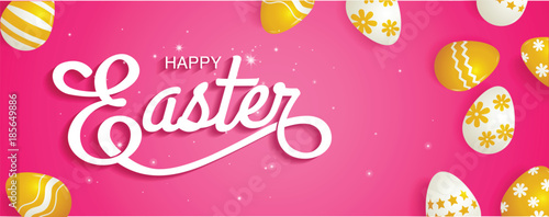 happy Easter, Template Banner, Vector Illustration.