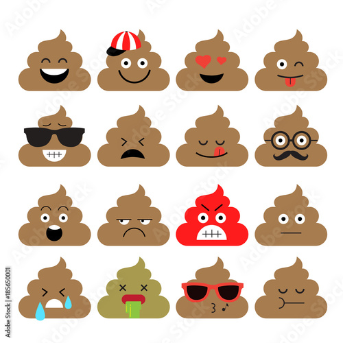 Set of cute poop, emoji, emotion, cute, vector illustration.