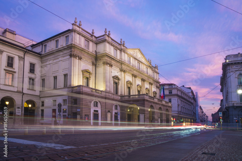 Milan, Italy: La Scala (official name Teatro alla Scala). This theatre is regarded as one of the leading opera and ballet theaters in the world. Taken at dawn.