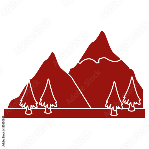 Mountains and tree landscape icon vector illustration graphic design