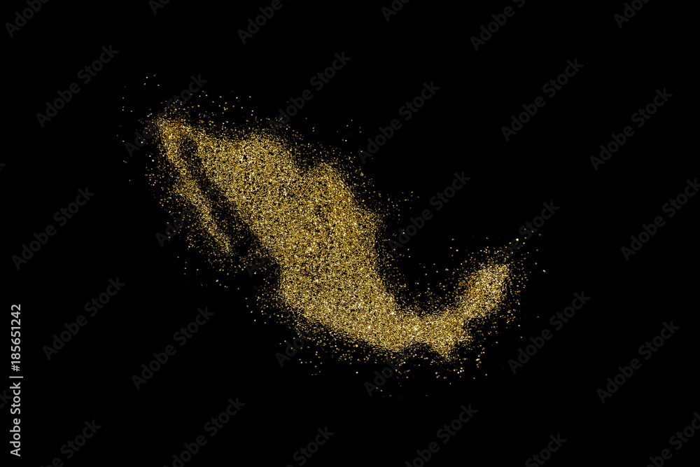 Mexico shaped from golden glitter on black (series) Mexico shaped from golden glitter on black (series)