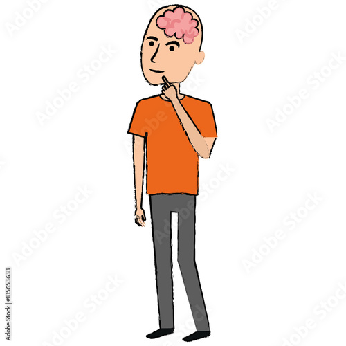 brain storming with human profile vector illustration design