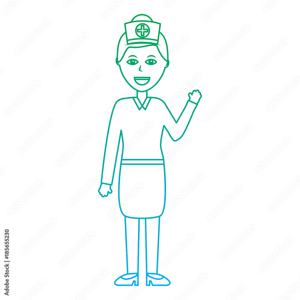 nurse woman healthcare icon image vector illustration design green to blue ombre line nurse woman healthcare icon image vector illustration design green to blue ombre line