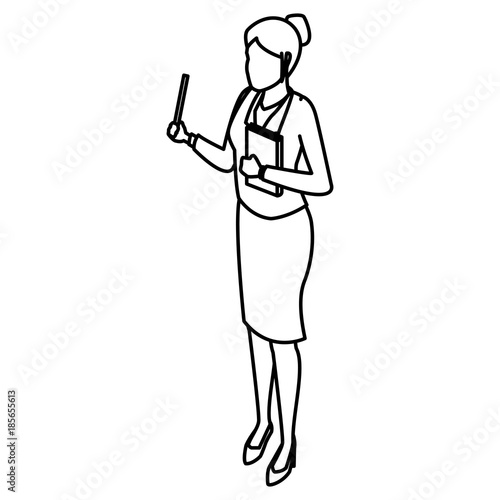 Woman teaching isometric icon vector illustration graphic design
