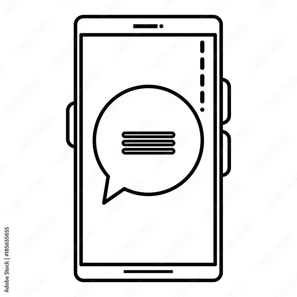 smartphone device with speech bubbles vector illustration design