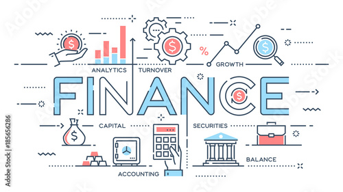 Finance, investment, analytics, growth, banking thin line concept.