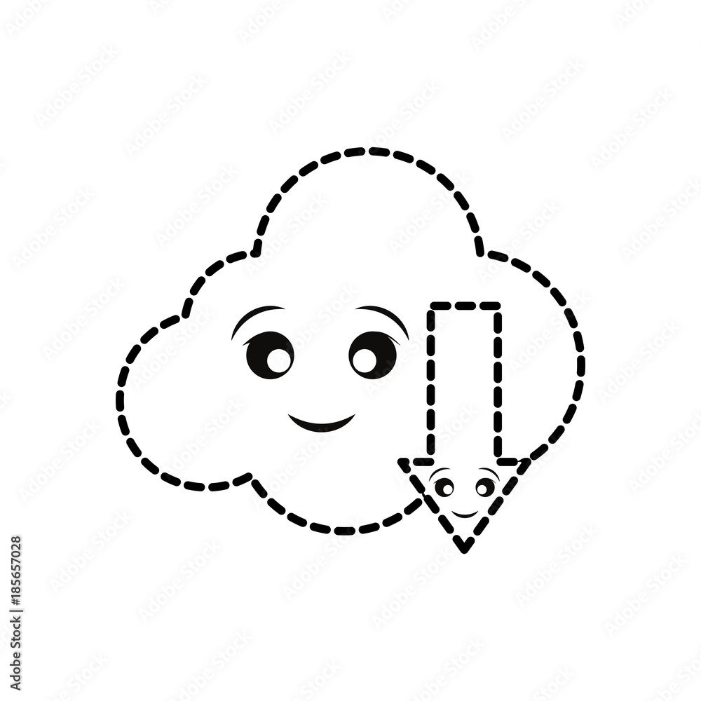 kawaii cloud and arrow icon kawaii cloud and arrow icon