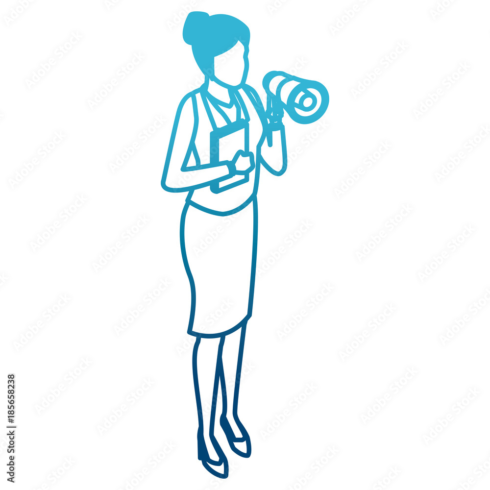 Business Woman with bullhorn and book icon vector illustration graphic design Business Woman with bullhorn and book icon vector illustration graphic design