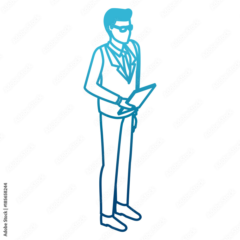 Businessman with document board icon vector illustration graphic design Businessman with document board icon vector illustration graphic design