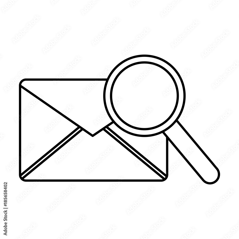 email magnifier search sms message vector illustration outline image email magnifier search sms message vector illustration outline image