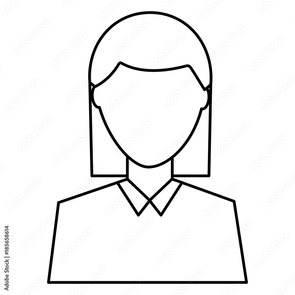 female avatar portrait character woman vector illustration outline image