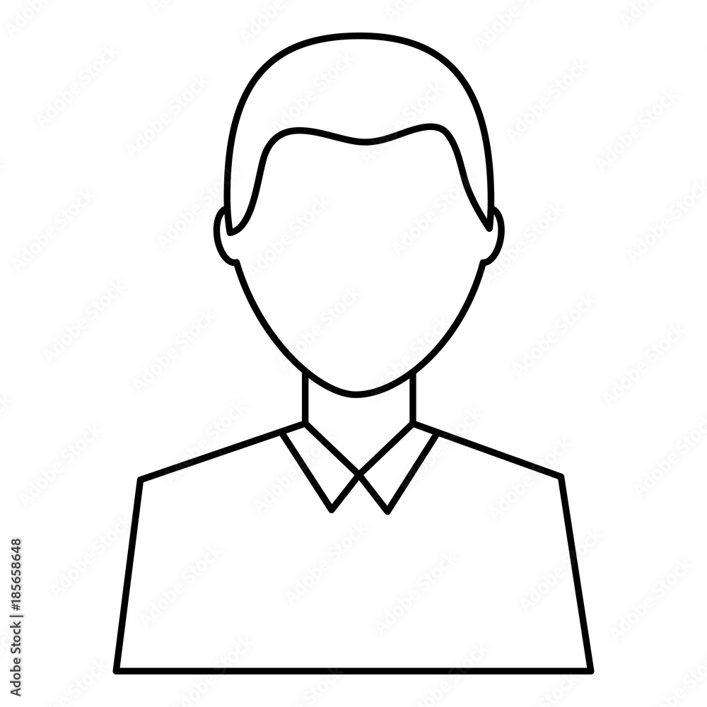 man avatar character male face portrait cartoon vector illustration outline image