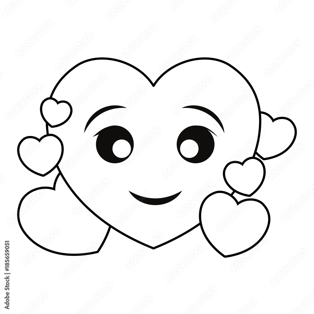 kawaii hearts design concept