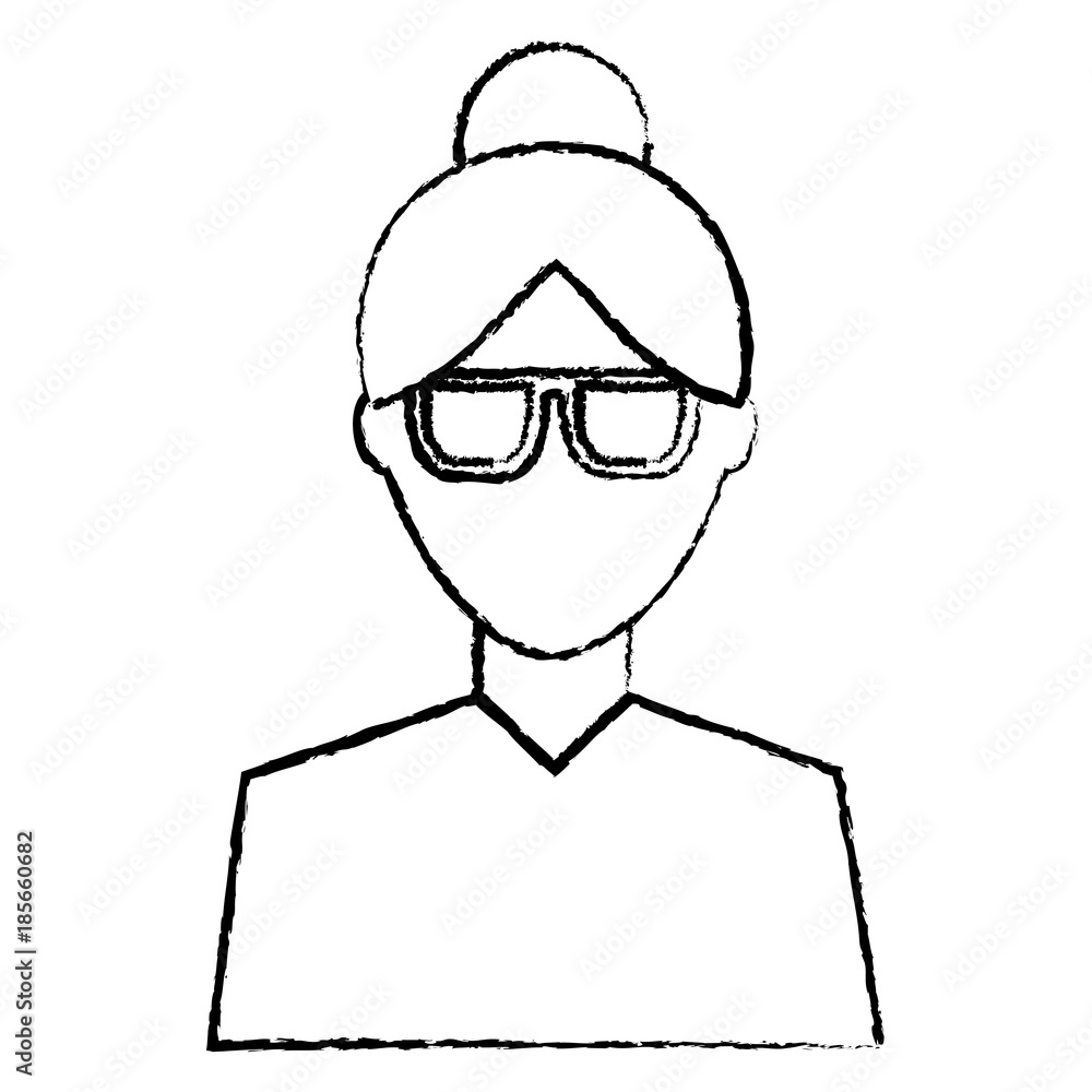 woman with glasses avatar portrait icon image vector illustration design  black sketch line
